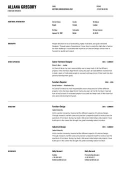 Choose template Wisconsin and create a professional CV