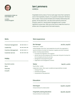 Choose template Wheaton and create a professional CV