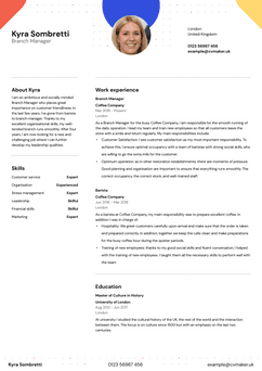 Choose template Hopkins and create a professional CV